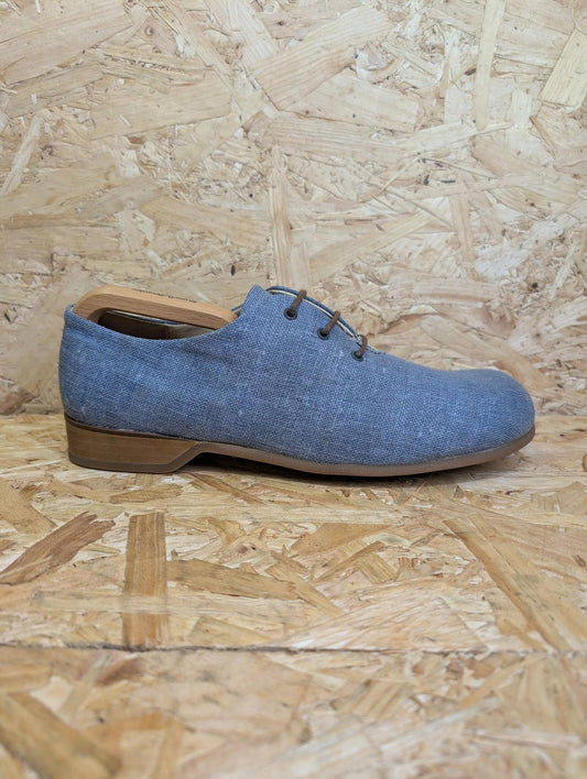 Shelly's Casual Mod Shoes Mens UK 8 Light Sky Blue Lace Up Canvas Oxford Vintage 90s