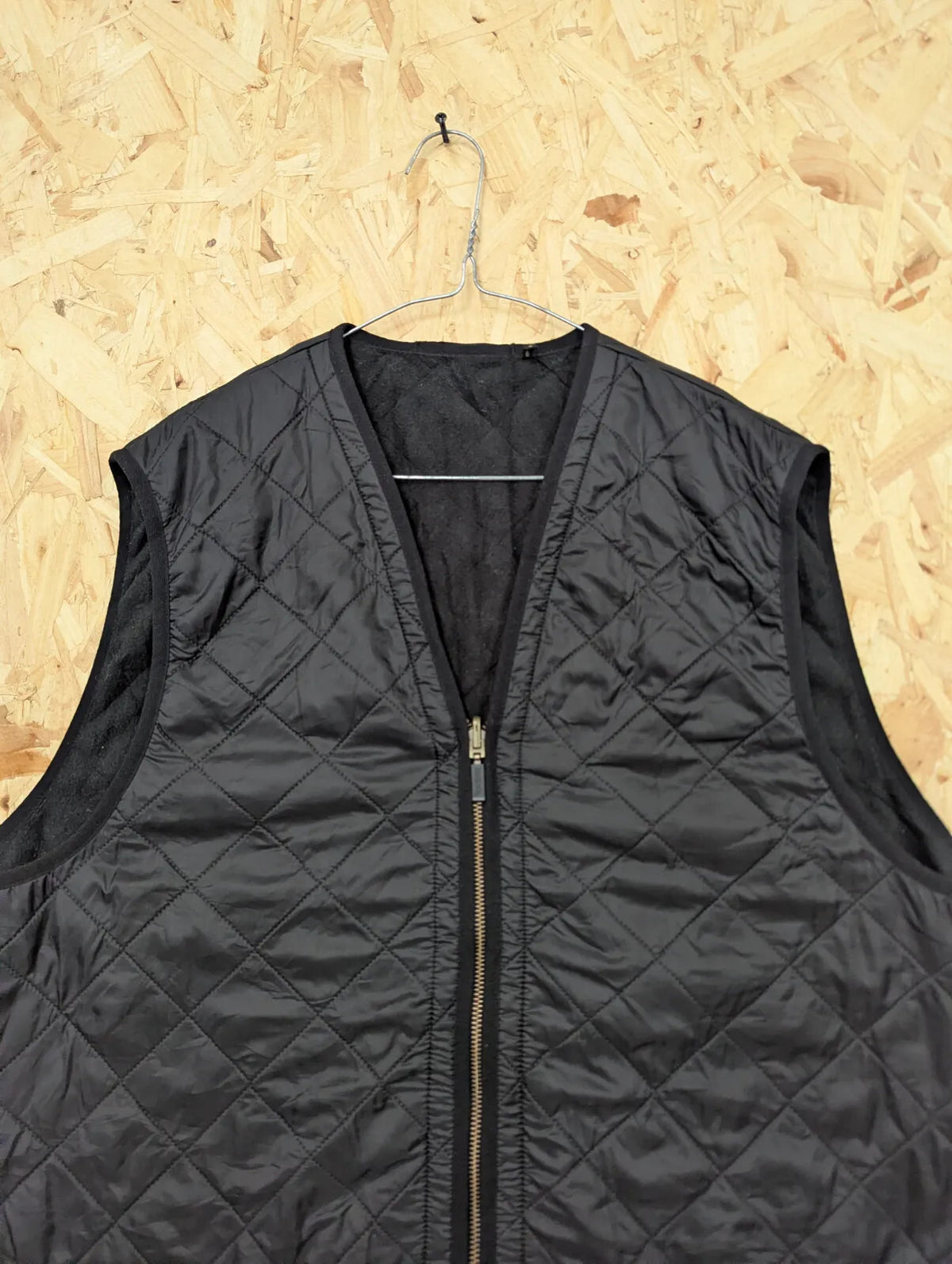 Barbour Gilet Vest Mens XL Black Polyamide Diamond Quilted Fleece Lined Polar