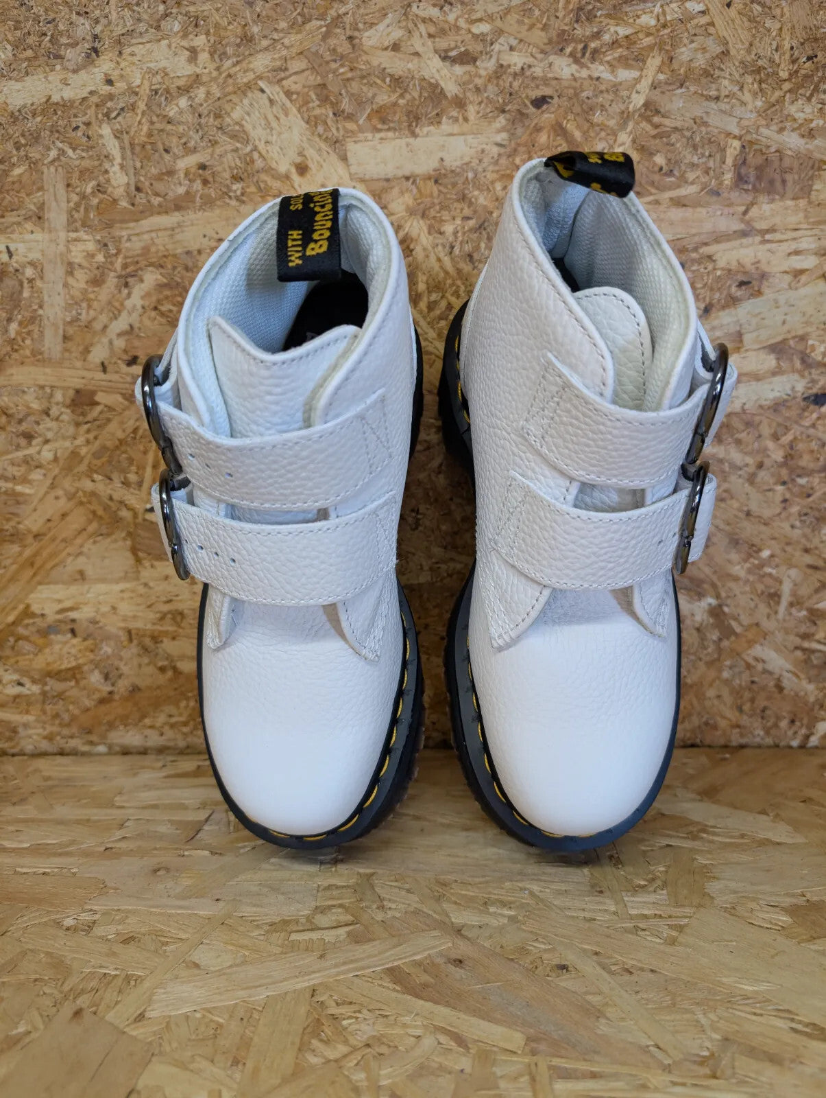 Dr Martens Devon Heart Platform Ankle Boots Women UK 3 White Leather Full Grain