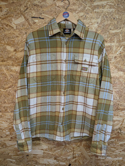 Dickies Plaid Shirt Men’s Medium Button-Up Casual Check Flannel Green