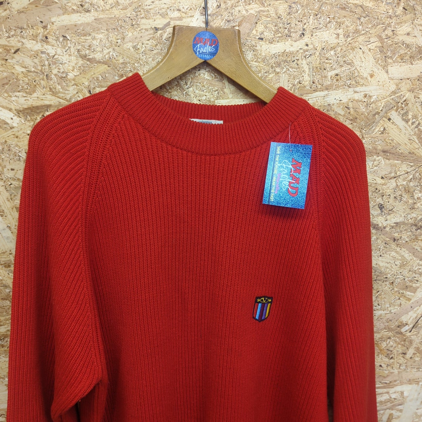 Valentino Mens Jumper Vintage 80s Knit 100% Wool Red Beachwear Made In Italy XL