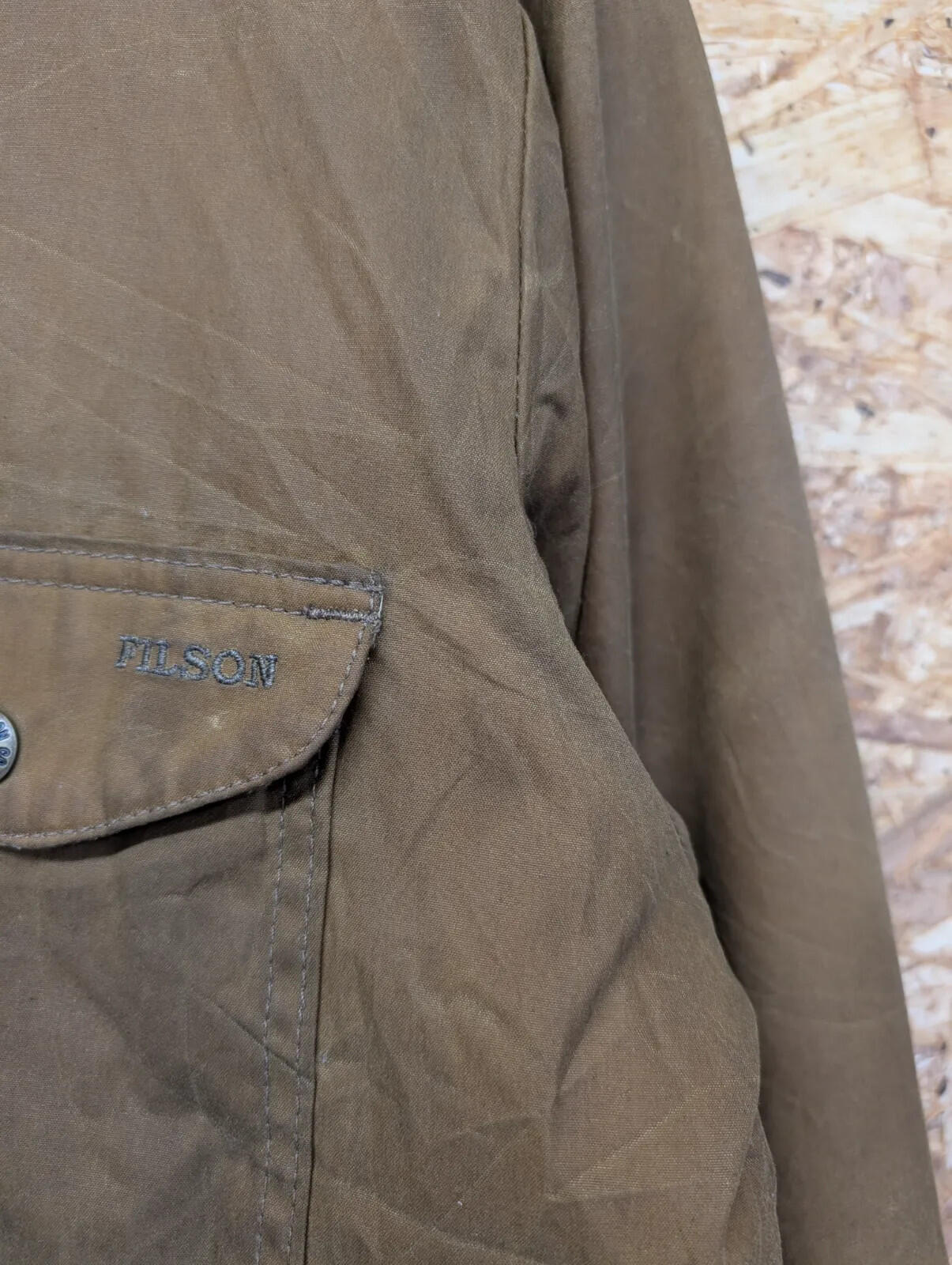 Filson Insulated Jac-Shirt Mens Large Brown Waxed Jacket Snap Padded  Lined Wool
