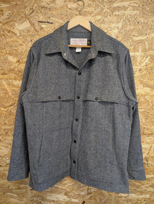 Filson Wool Cape Coat Medium Men Mid-Length Double Mackinaw Grey Jacket Vintage