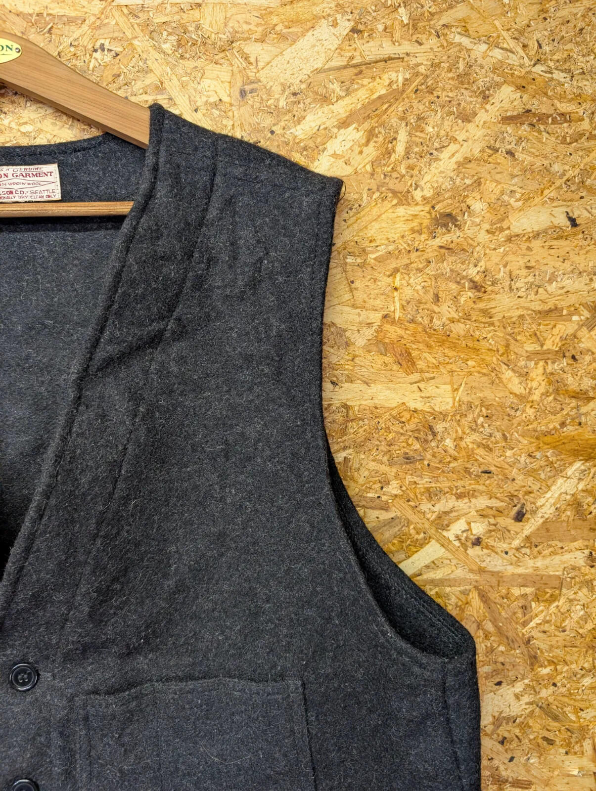 Filson Mackinaw Wool Vest Men XL 44 Grey Black Gilet USA Pocket Body Warmer