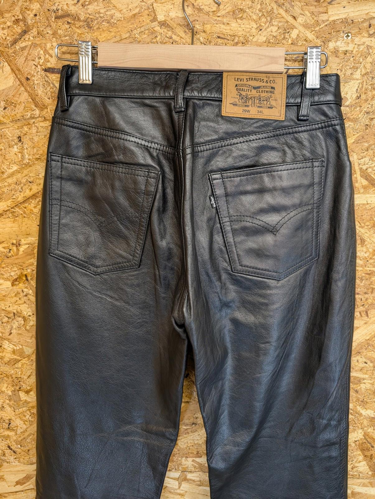 Levis Leather Trousers 29W 34L Women Black Tab Vintage 90s