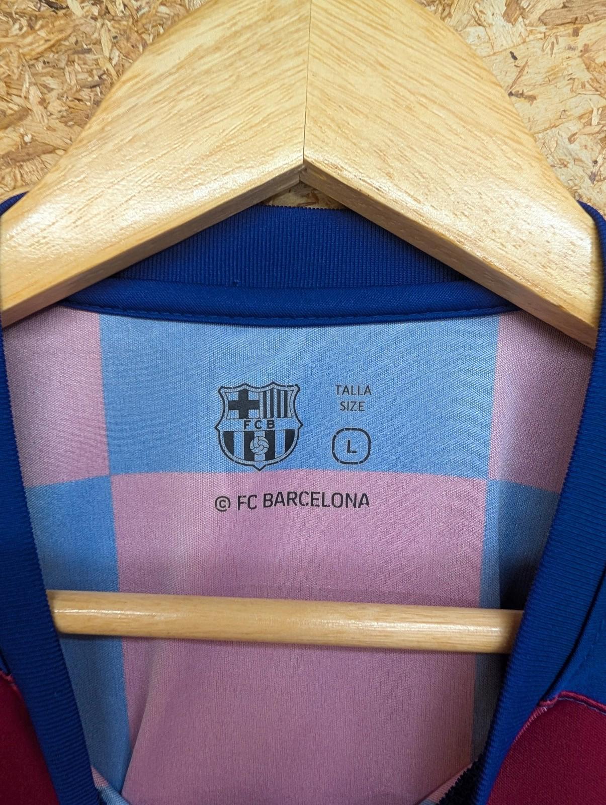 Barcelona FC Shirt Large Men 2018-19 Check Short Sleeve Blue Red FCB Messi