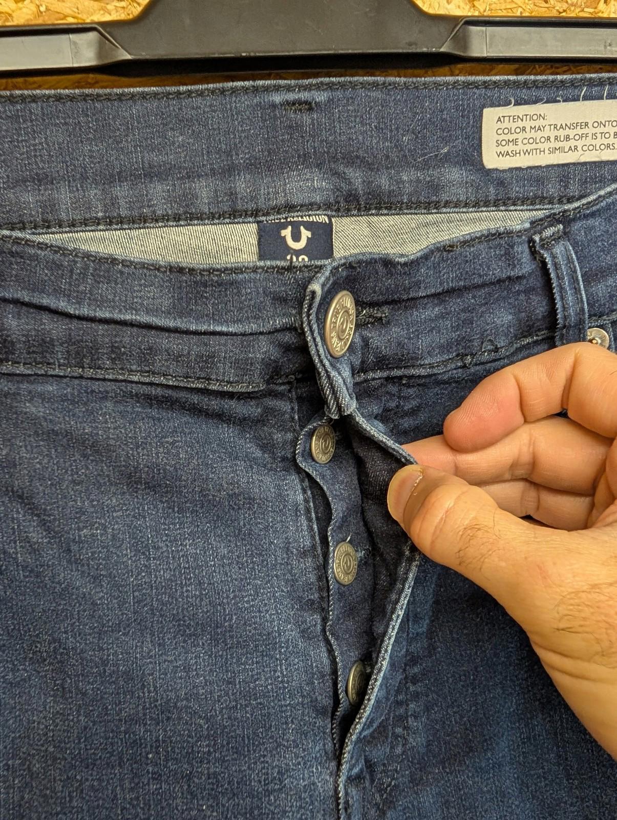 True Religion Rocco Jeans Mens W38 L33 Stretch Slim Skinny Navy Blue Denim