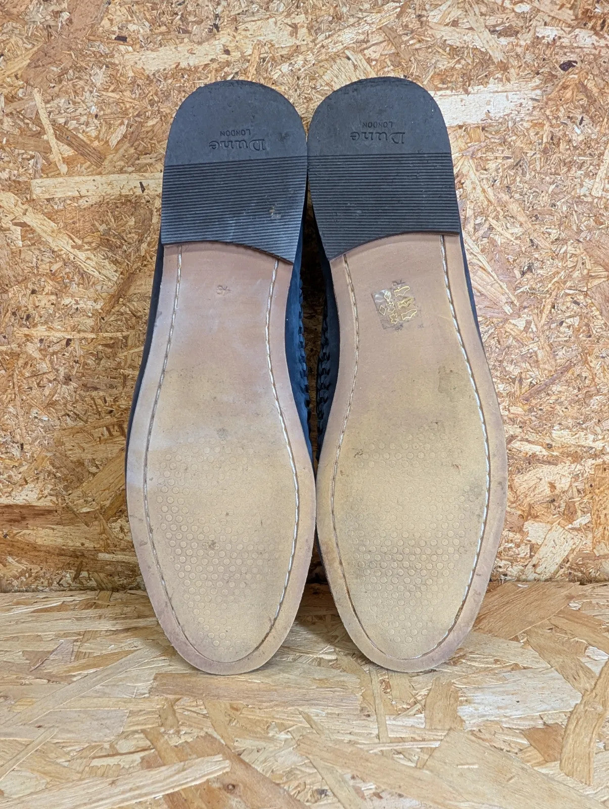 Dune London Badgers Slip On Loafers Mens UK 11 Navy Blue Leather Tassel Woven