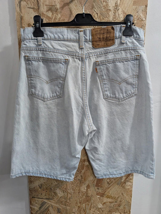 Levi's 550 Denim Shorts Mens Size W34 Relaxed Fit Vintage Stonewashed Blue Jorts