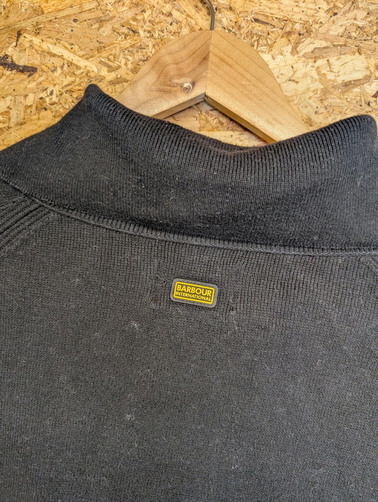 Barbour International Ballerio Jumper UK 8 Women Knit Black 1/4 Zip Cotton