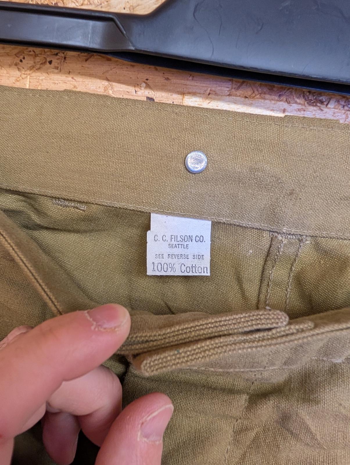 Filson Trousers W38 L31 Vintage Double Tin Cloth Work Wear Made In USA