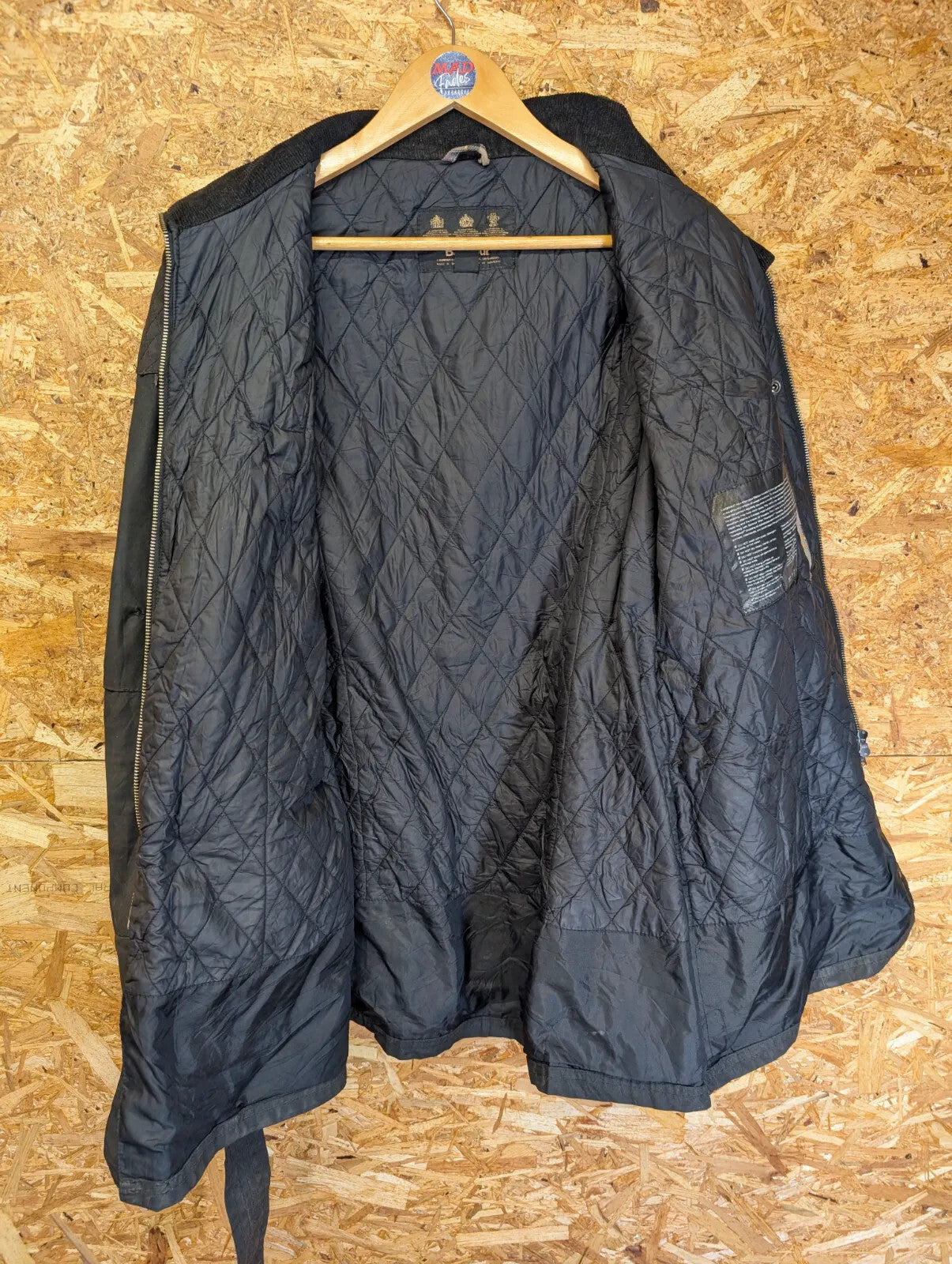 Barbour Rebel Wax Jacket Womens UK18 Black Quilted Belted LWX0145BK71 Cotton