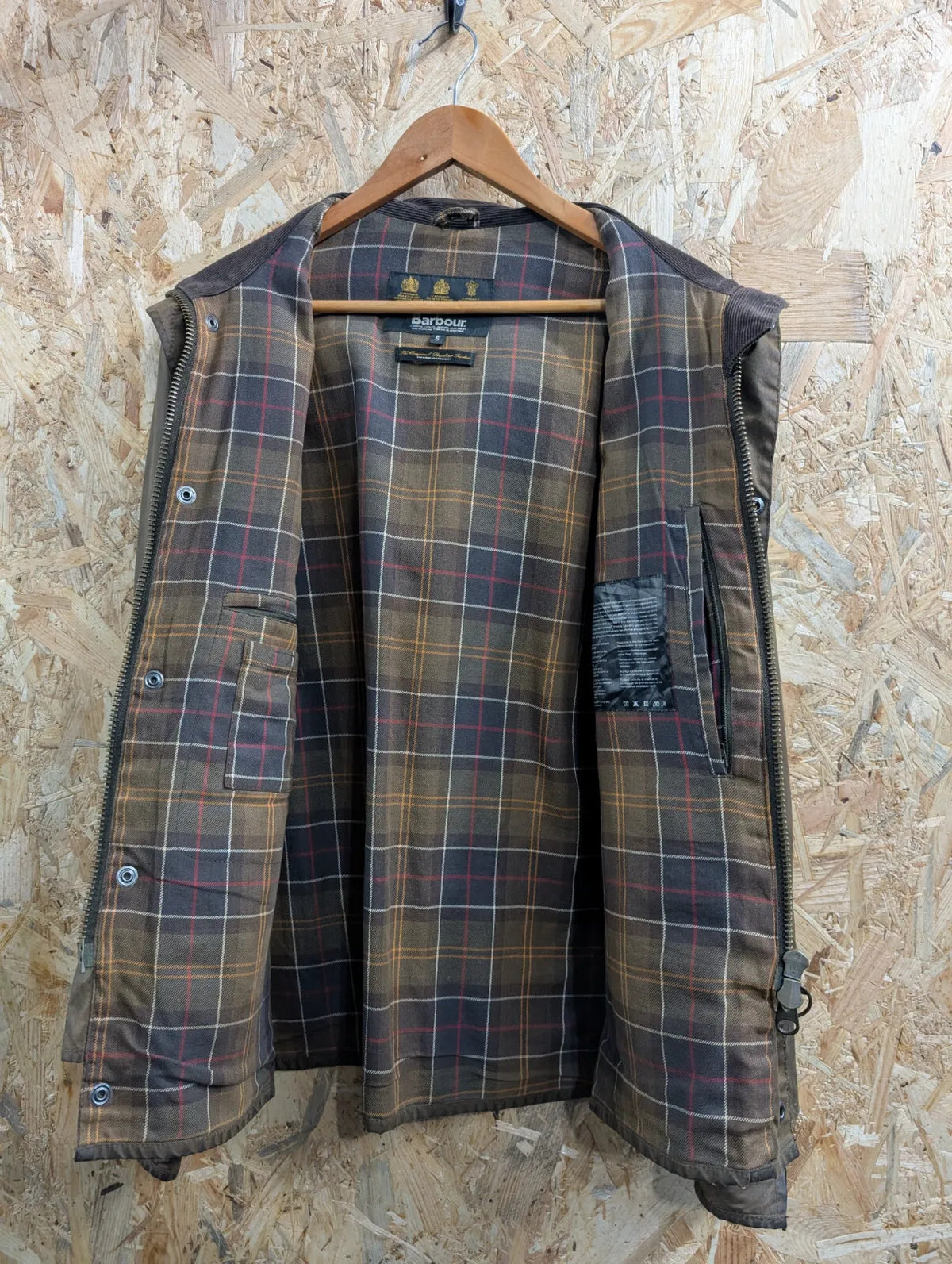Barbour New Utility Wax Jacket Mens Small Olive Green A416 Cord Collar England