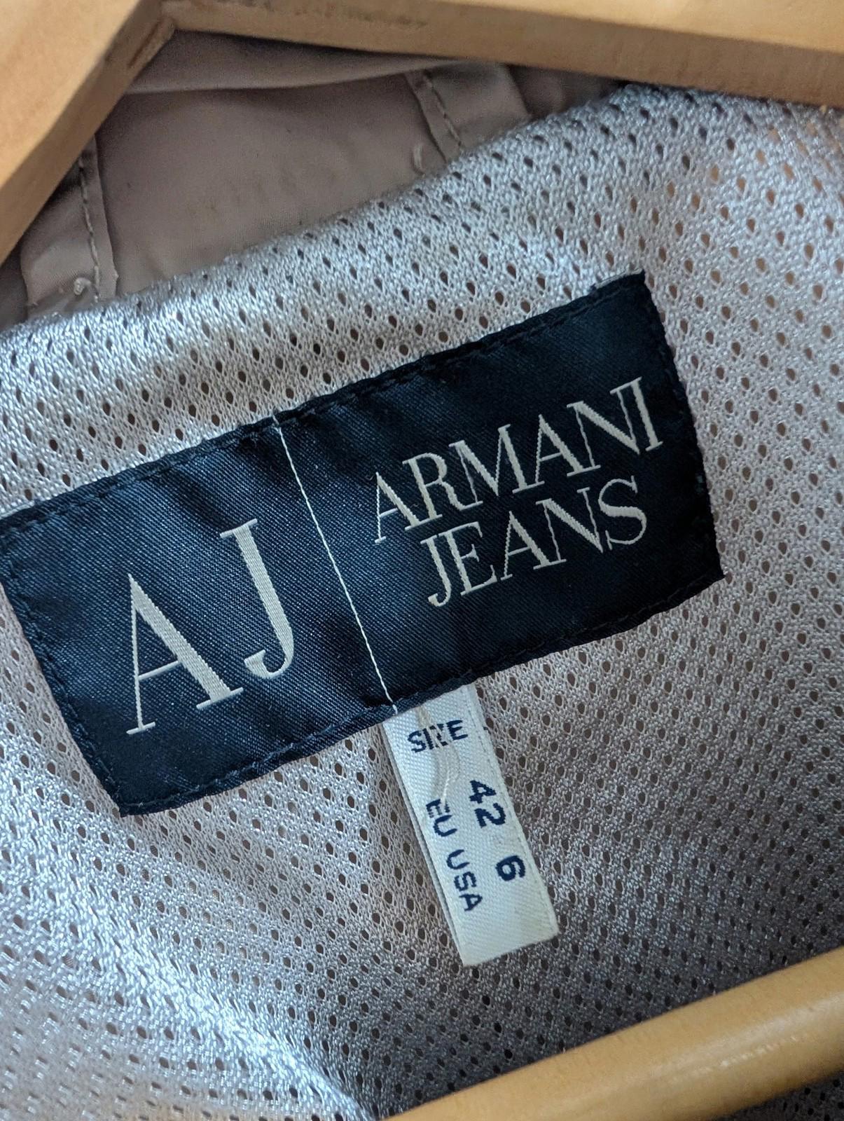 Armani Jeans Jacket Women Size 6 XS Belted Beige Lightweight Casual Trench Coat