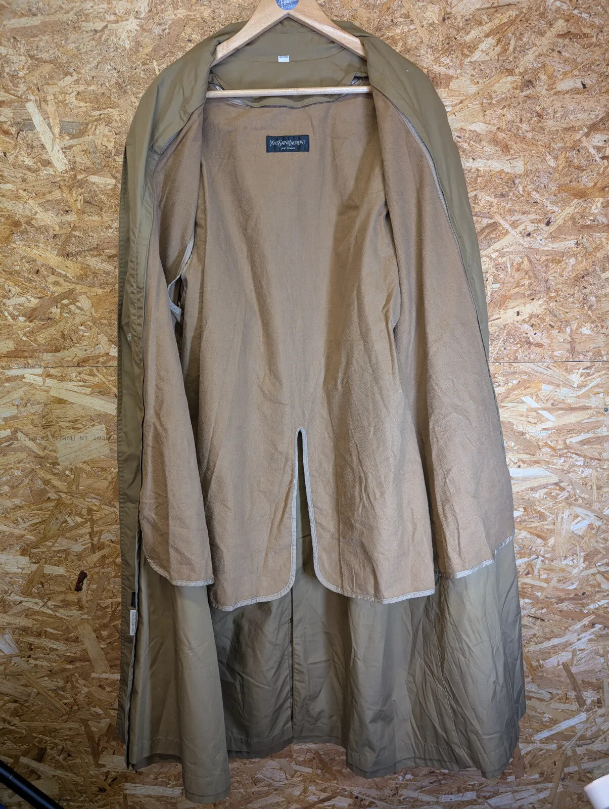 Vintage Yves Saint Laurent Trench Coat Mens Large 42 Khaki Water Repellent YSL