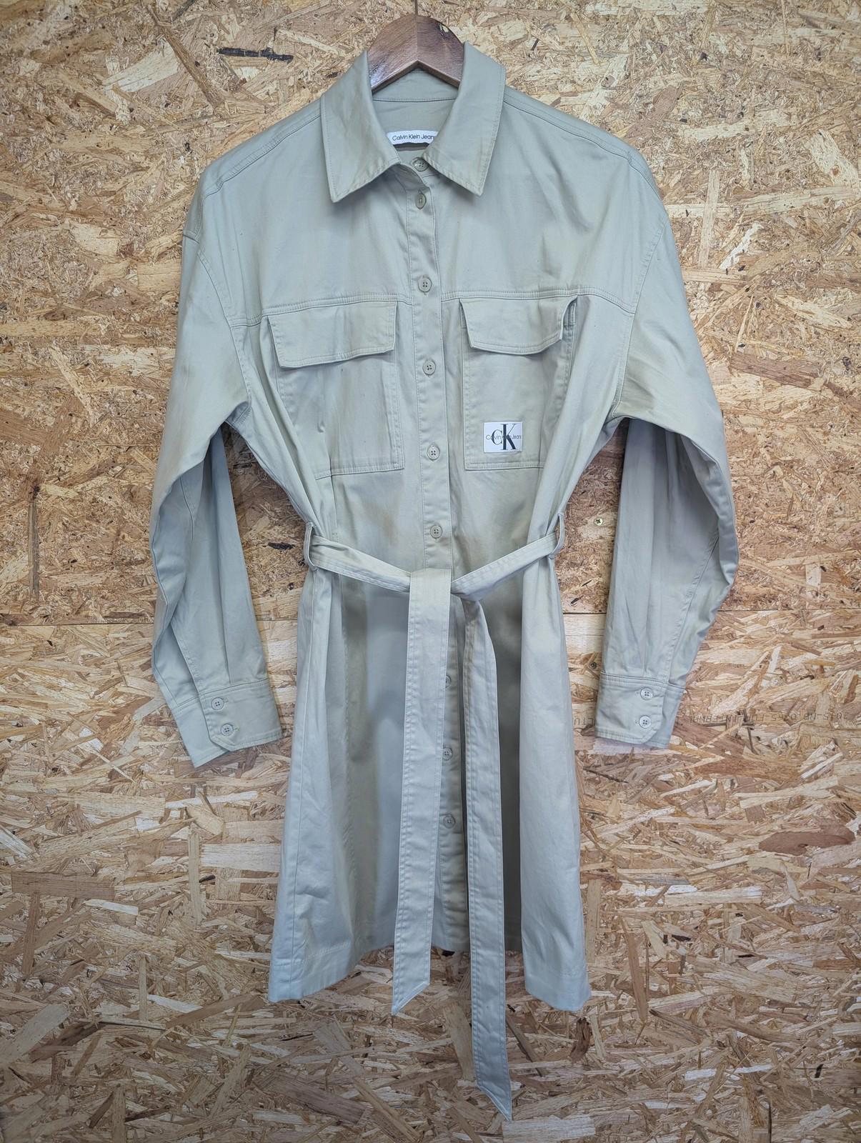 Calvin Klein Jeans Belted Shirt Dress Women S Button Front Beige