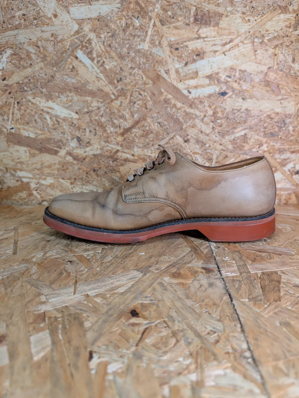 Crockett & Jones Bermuda Derby Shoes Mens UK 8.5 Beige Brown Leather Lace Up