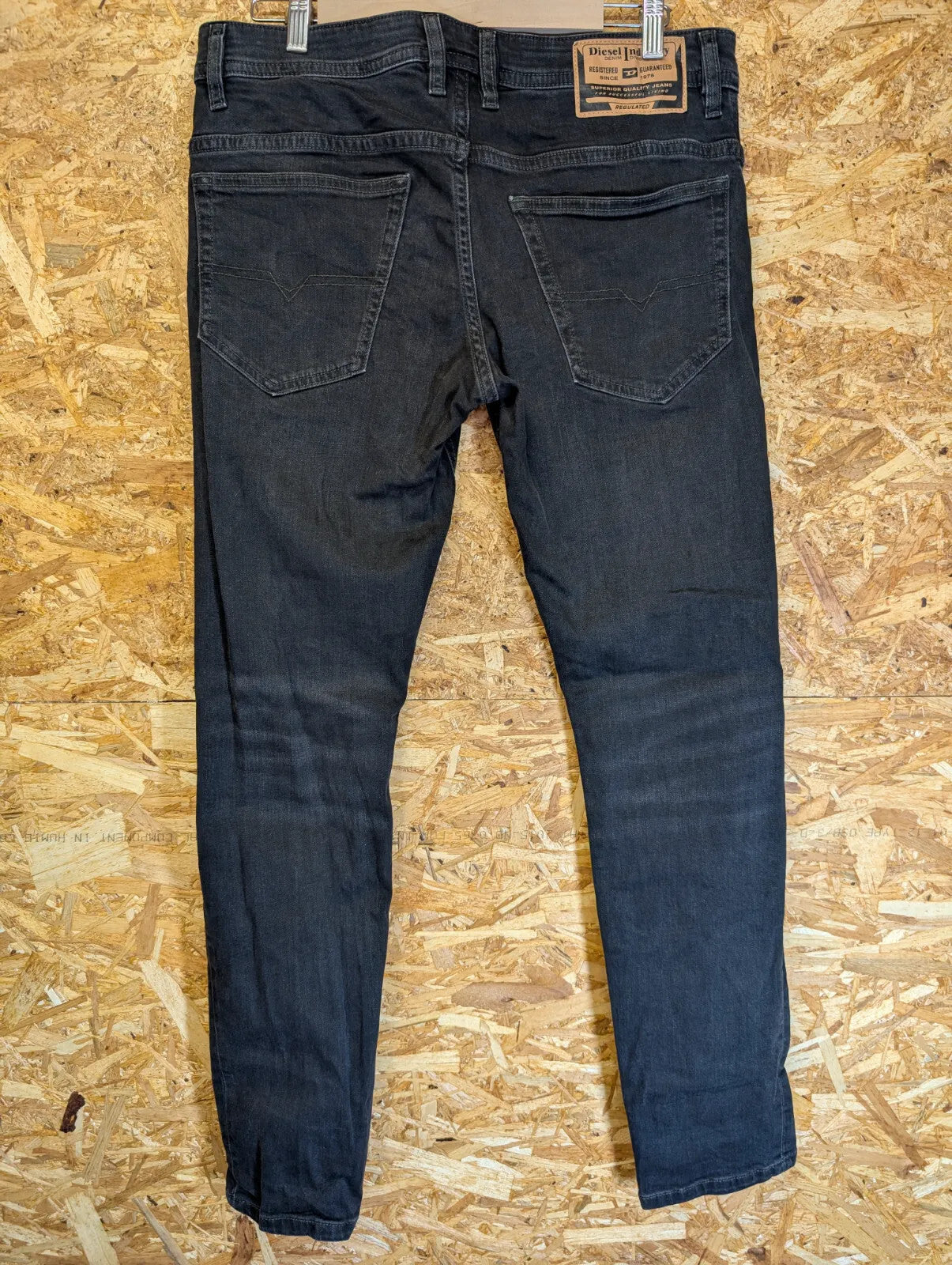 Diesel Thommer Jeans Mens W32 L32 Black Grey Charcoal Wash Denim Slim Zip Fly
