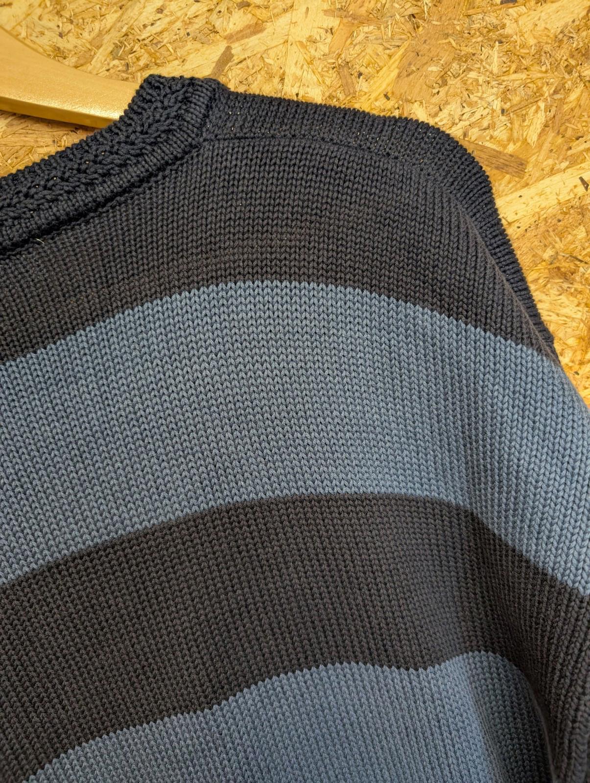 Trussardi Knitwear Jumper XL Men Striped Sweatshirt Vintage Blue Cotton Italy