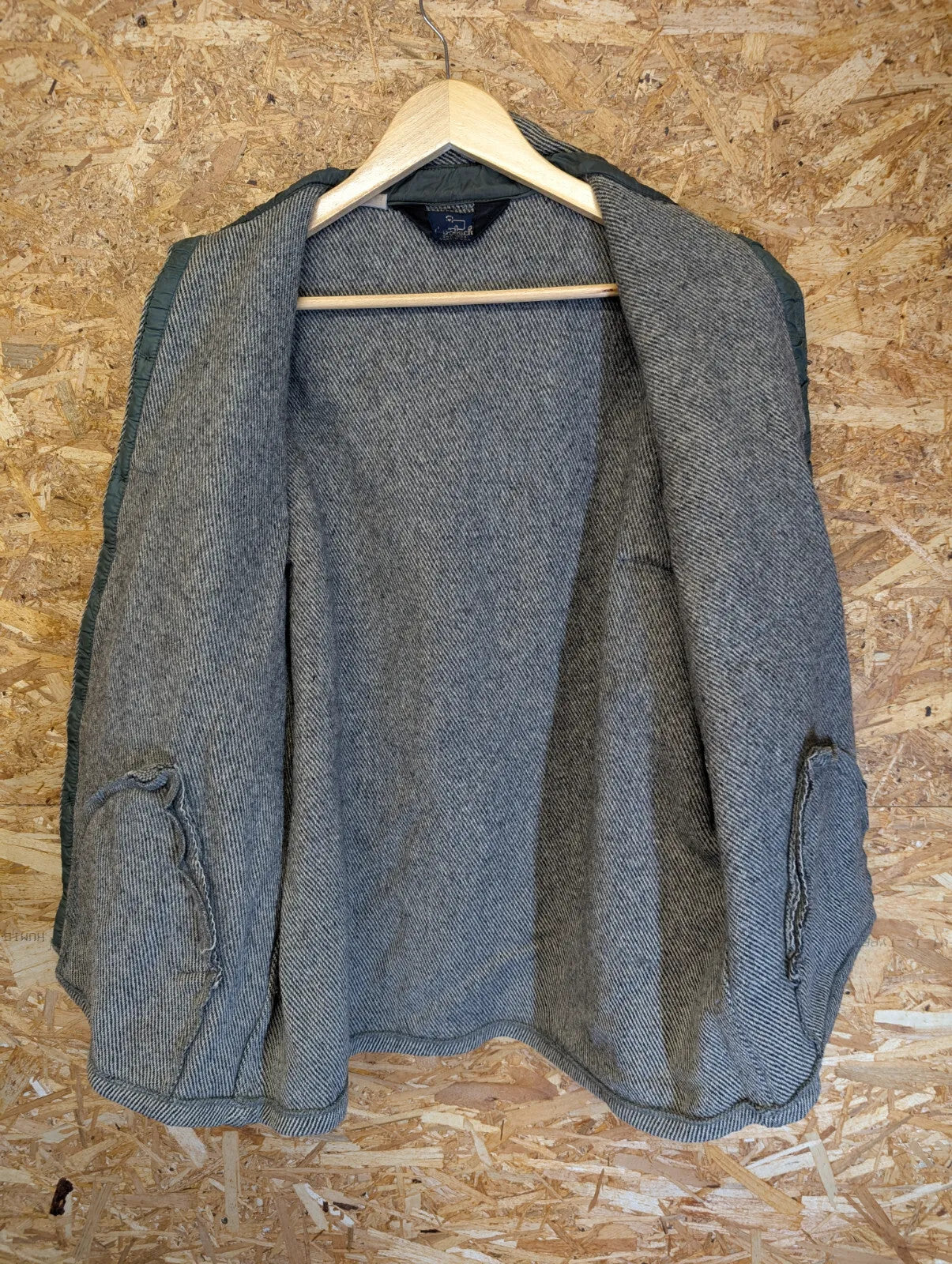 Vintage Woolrich Mackinaw Jacket Mens Large Grey Herringbone Overshirt USA 80s
