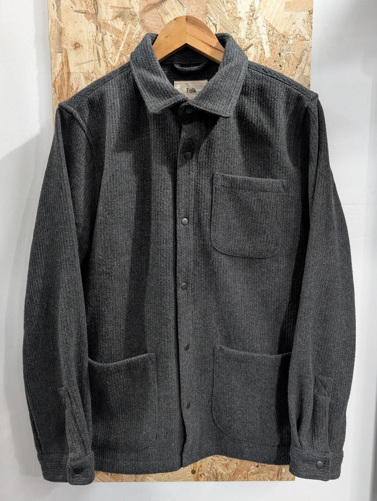 Folk Button-Up Chore Jacket Mens Size 3 Medium Casual Utility Charcoal Grey
