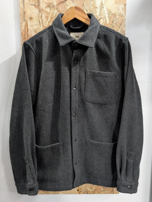 Folk Button-Up Chore Jacket Mens Size 3 Medium Casual Utility Charcoal Grey