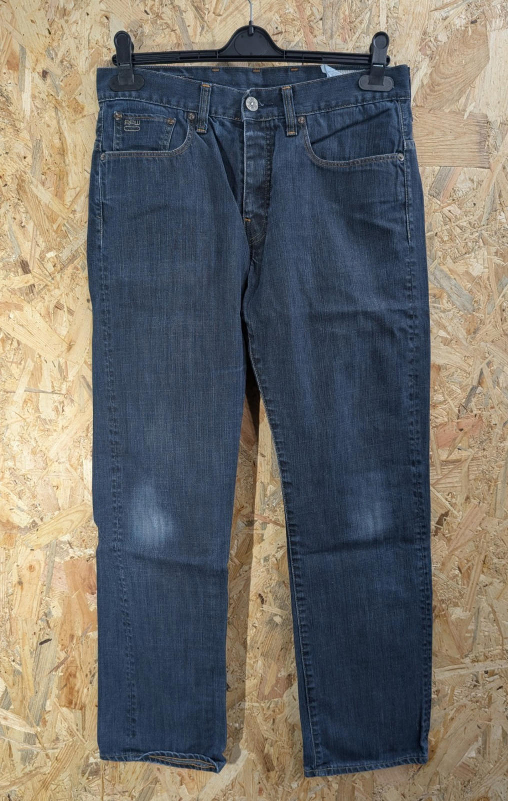 G-Star Jeans W34 L32 3301 Classic Navy Blue Denim Straight Leg Button Fly