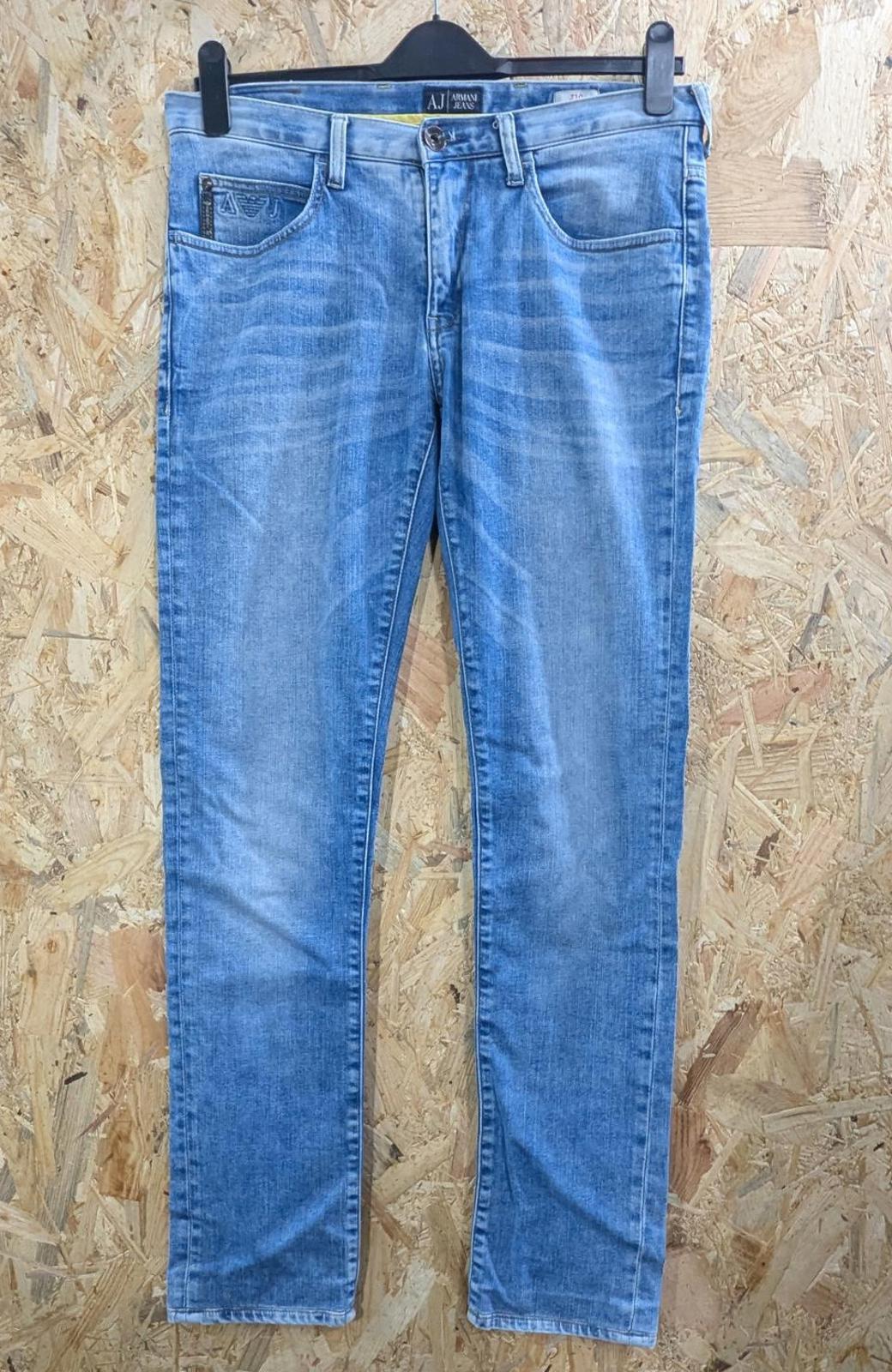 Armani J10 Jeans W32 L32 Men Light Blue Denim Extra Slim Fit Straight Zip Fly