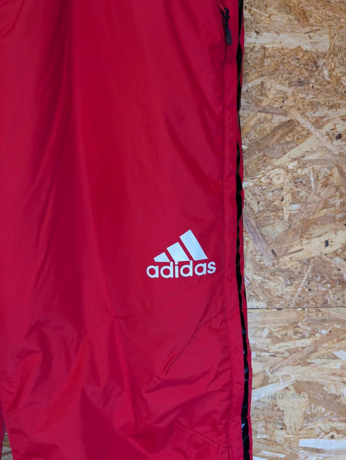 Adidas Insulated Ski Pants W40 Red 3 Stripes Snowboard Zip Sides Salopettes
