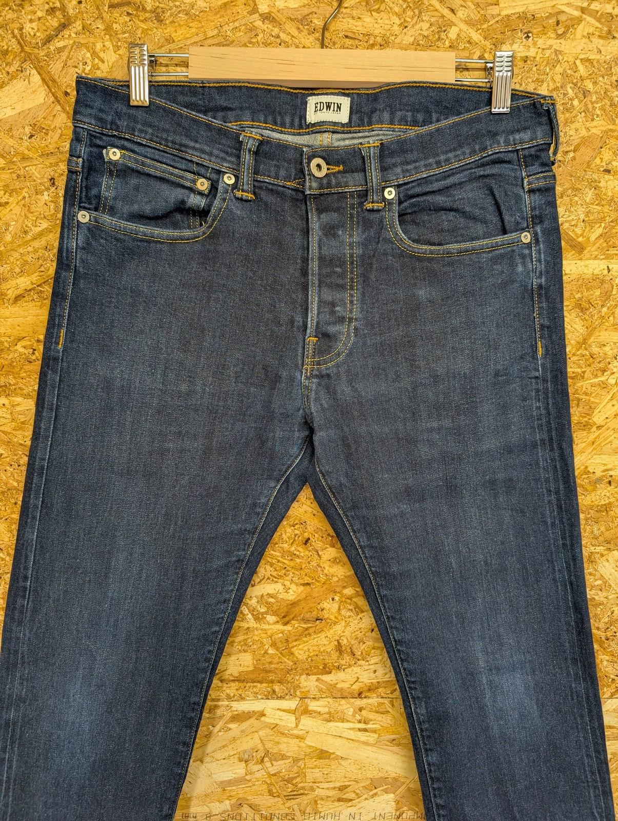 Edwin ED-80 Slim Selvedge Jeans W32 L32 Men Skinny Fit Dark Wash Denim Navy Blue