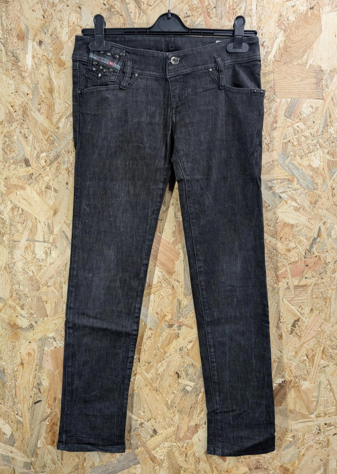Diesel Matic Jeans W28 L30 Low Rise Women Studded Black 008J7 Stretch