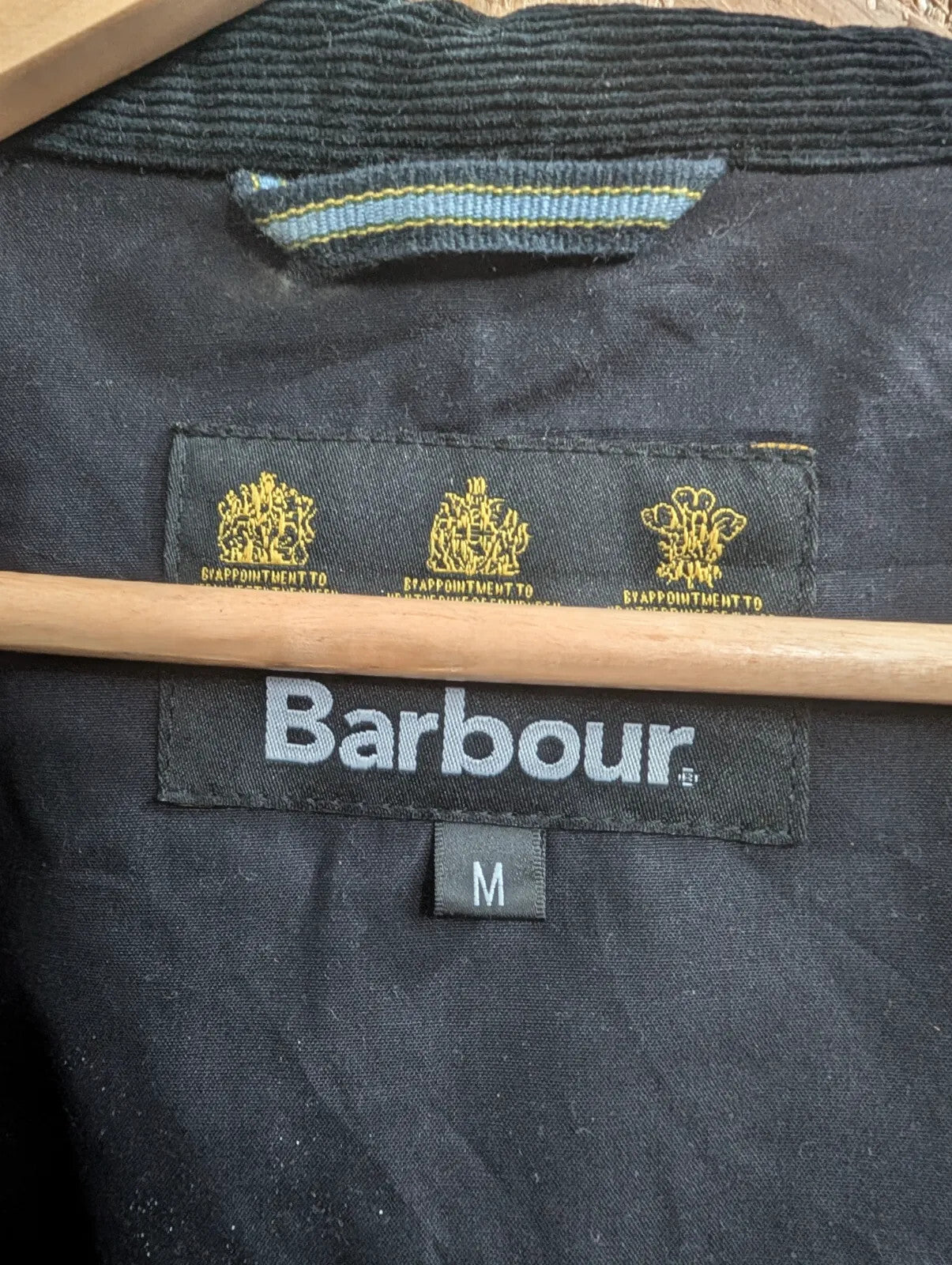 Barbour Harrington SL Jacket Mens Medium Navy Blue Cotton Grandad Collar Country