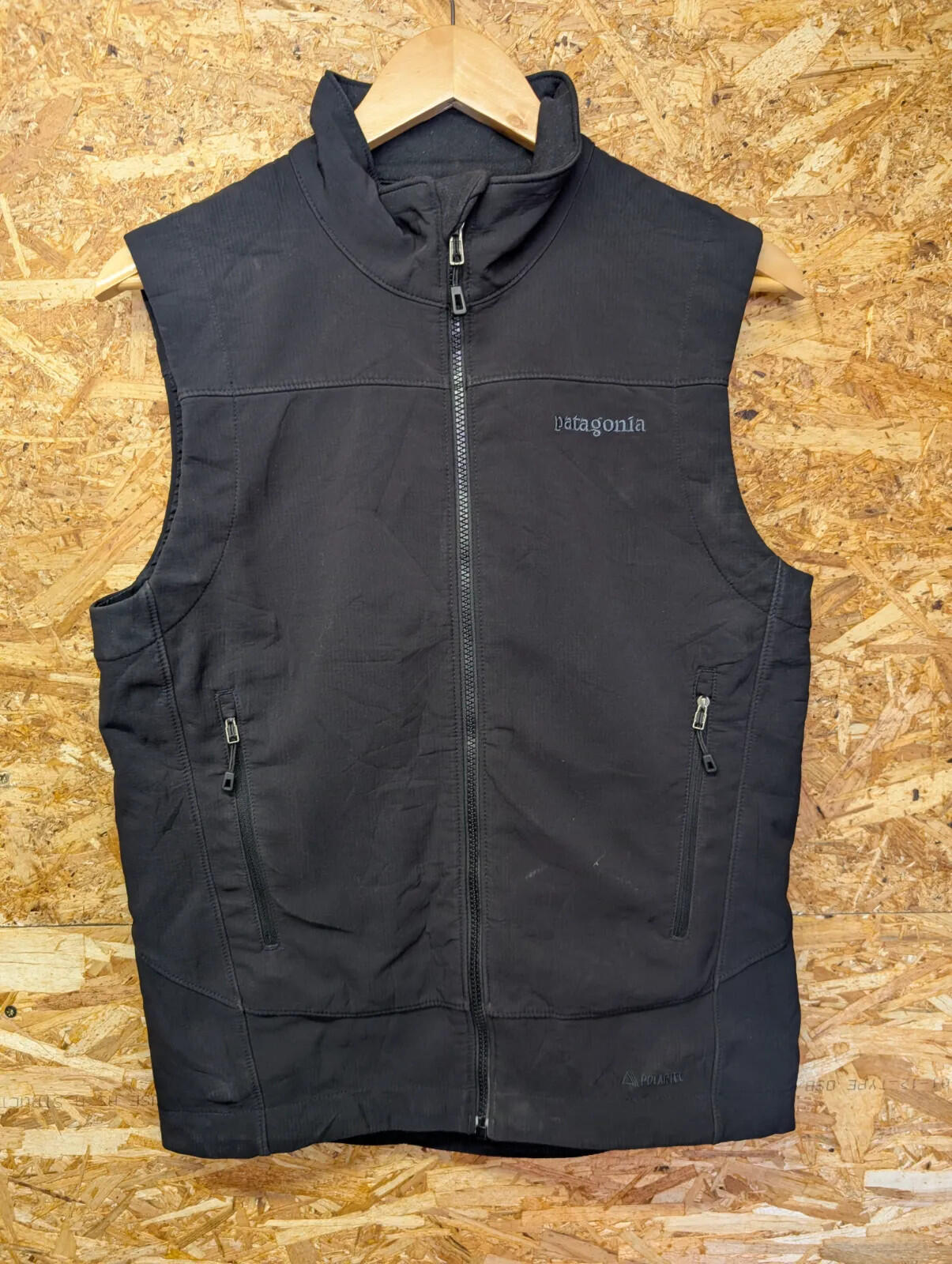 Patagonia Adze Fleece Vest Mens Small Black Polartec Full Zip Stretch Gilet