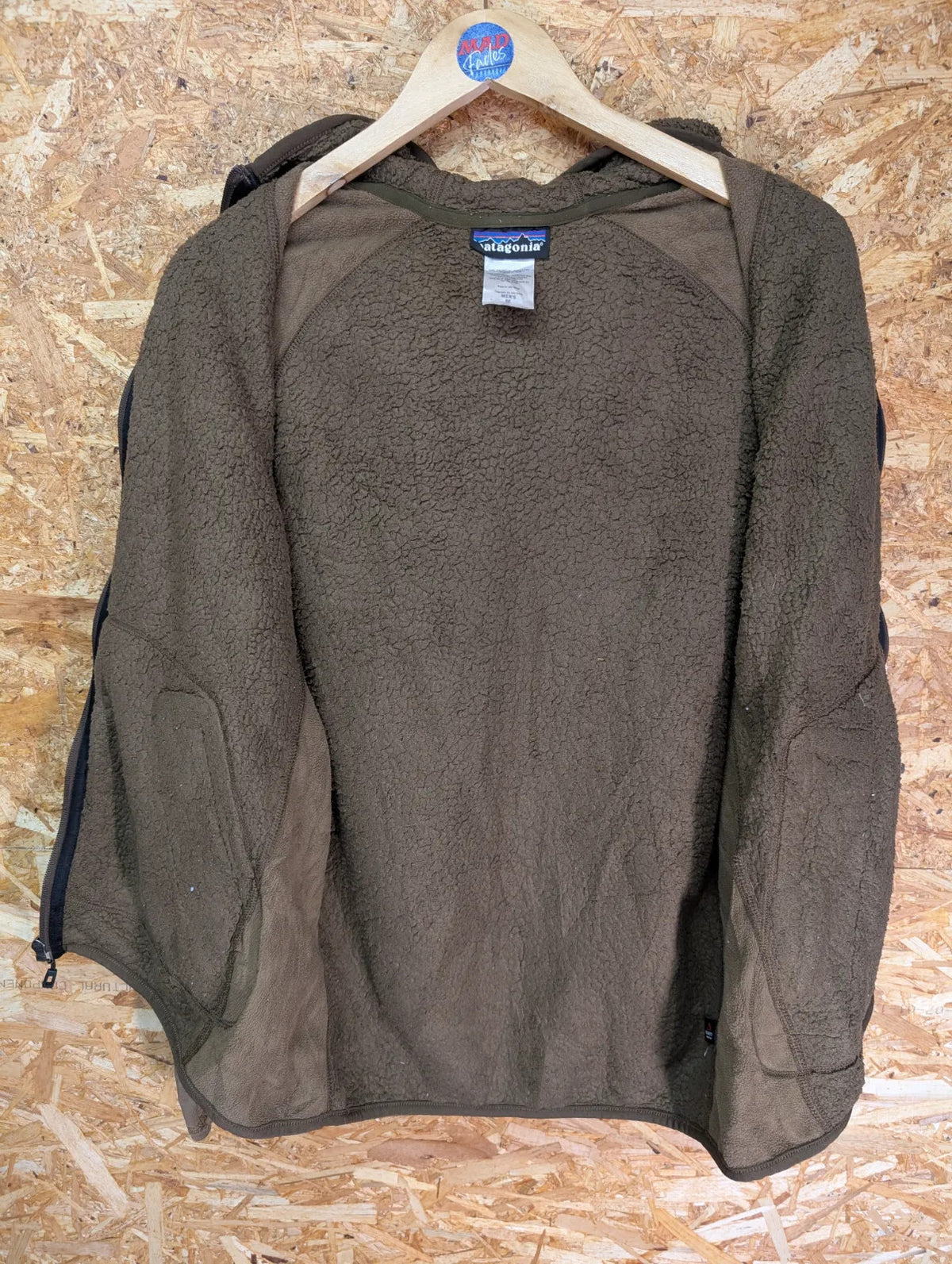 Patagonia Los Lobos Fleece Jacket Mens Medium Brown Polartec Hooded Retro-X