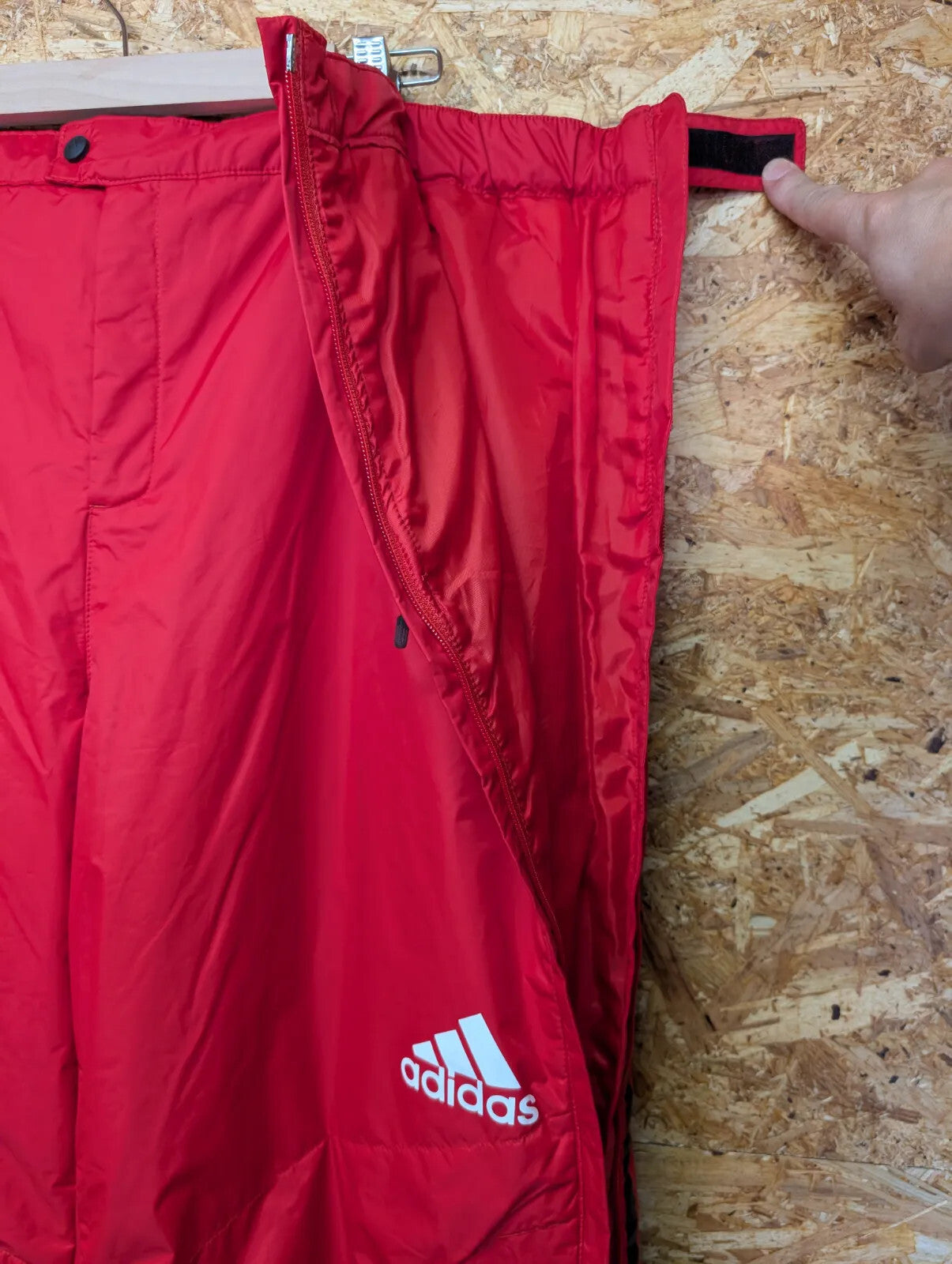 Adidas Insulated Ski Pants W40 Red 3 Stripes Snowboard Zip Sides Salopettes