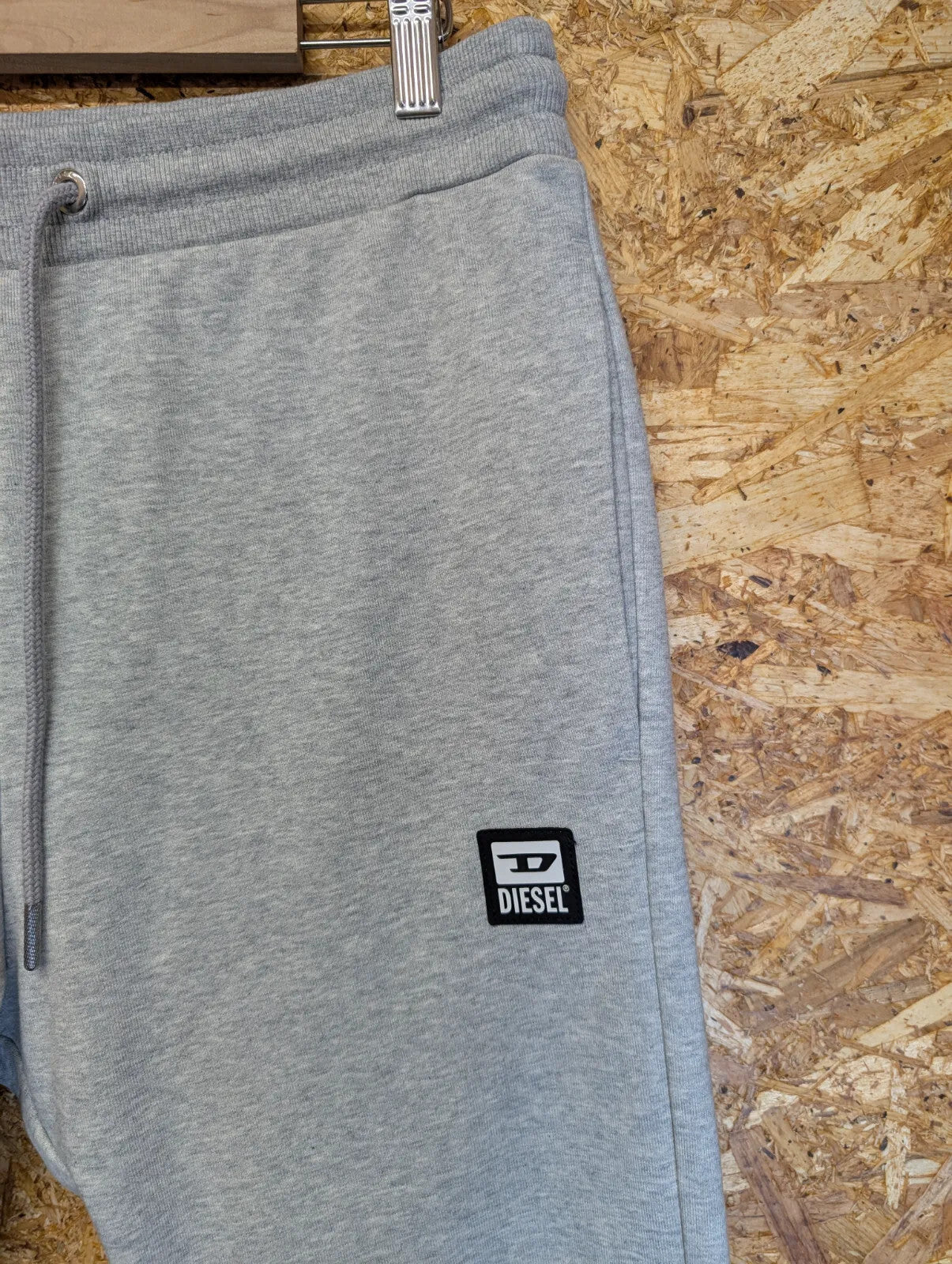 Diesel Joggers Men W32 Medium Grey Marl Cotton Logo Drawstring Cuffed Sweatpants