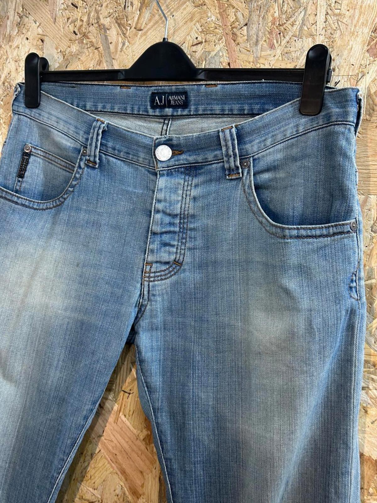 Vintage Armani Jeans W32 L32 Men Light Blue Stonewash Denim Straight Regular