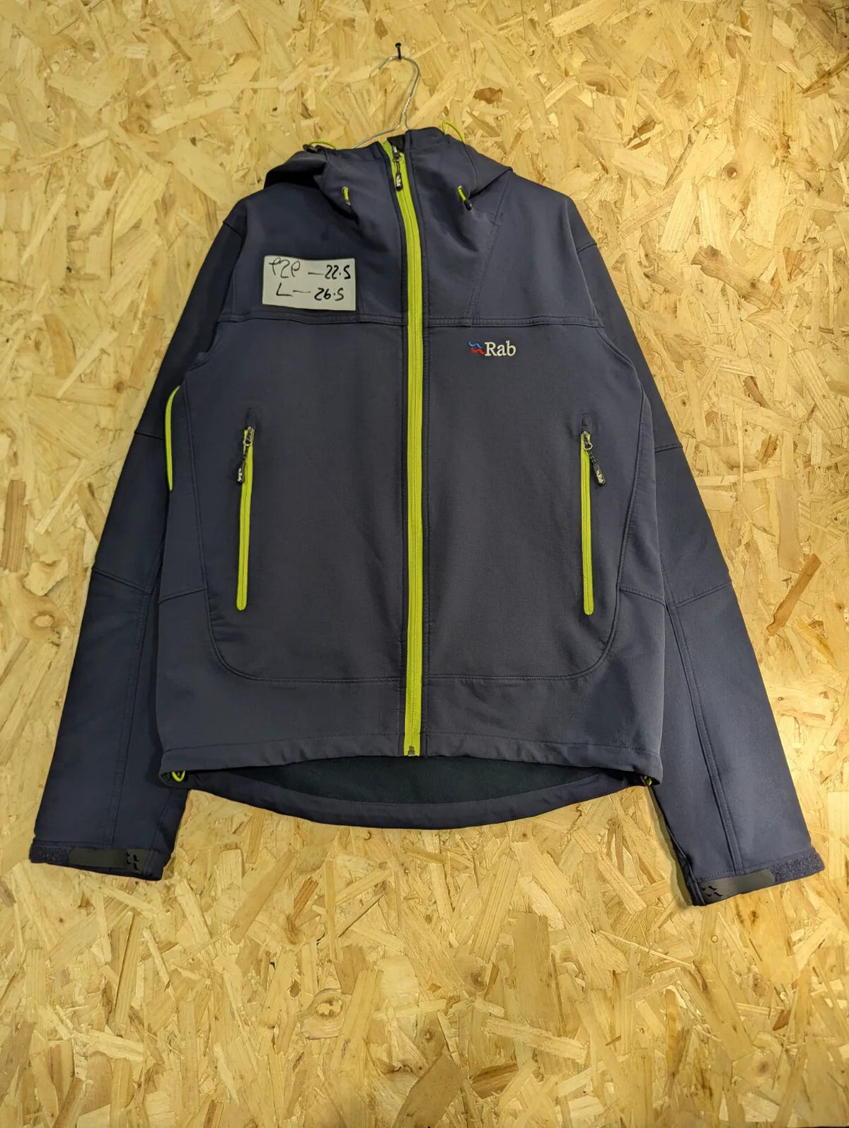 Rab Exodus Jacket Mens Large Navy Blend Hooded Stretch Hiking Walking Tech