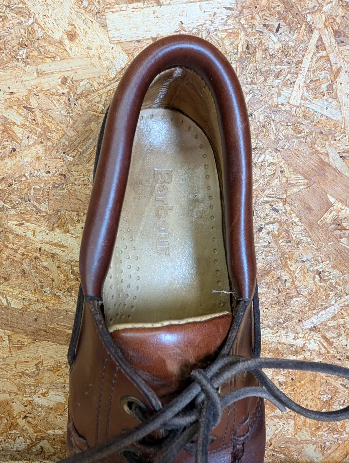 Barbour Boat Shoes Mens UK 8 Brown Leather Lace Up Casual Classic England Tan