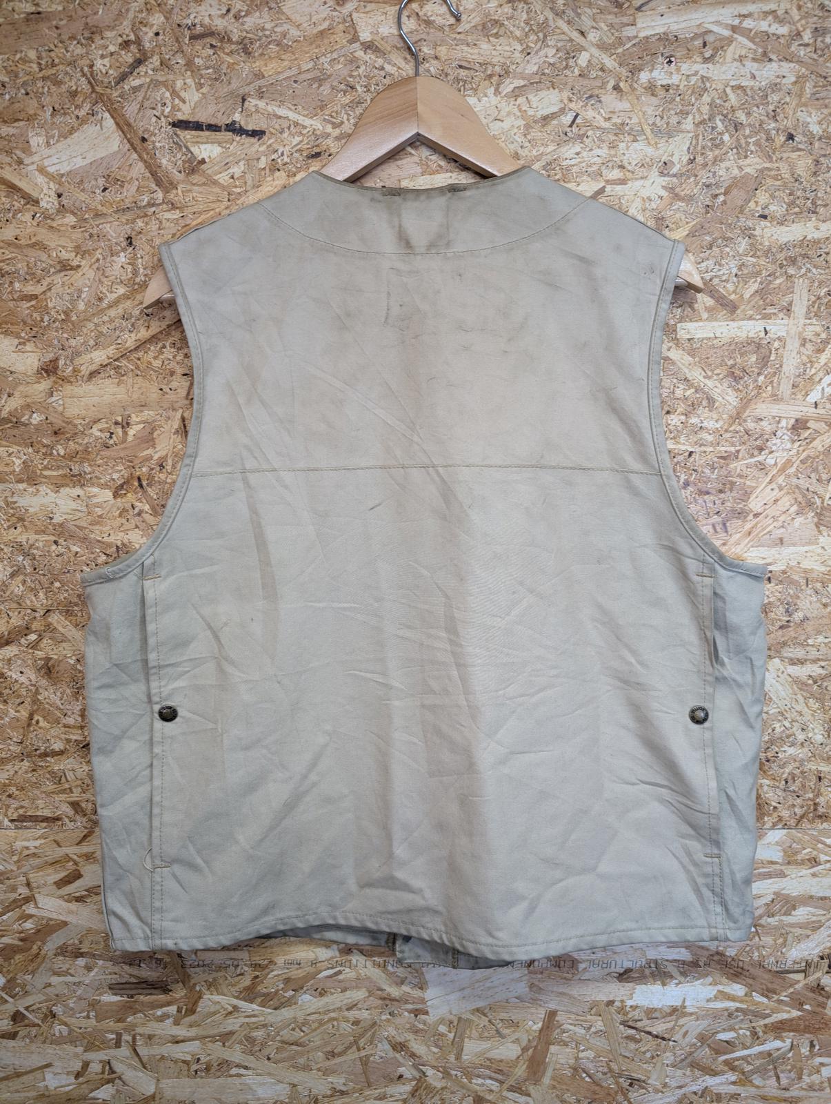 Filson Dry Cloth Vest Large Gilet Beige Made In USA Canvas Body Warmer Tin Cloth