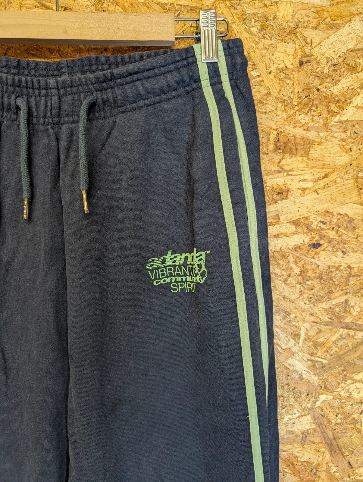 Adanola Joggers W30 L30 Navy Cotton Brushed Fleece Logo Print Striped Sweatpants