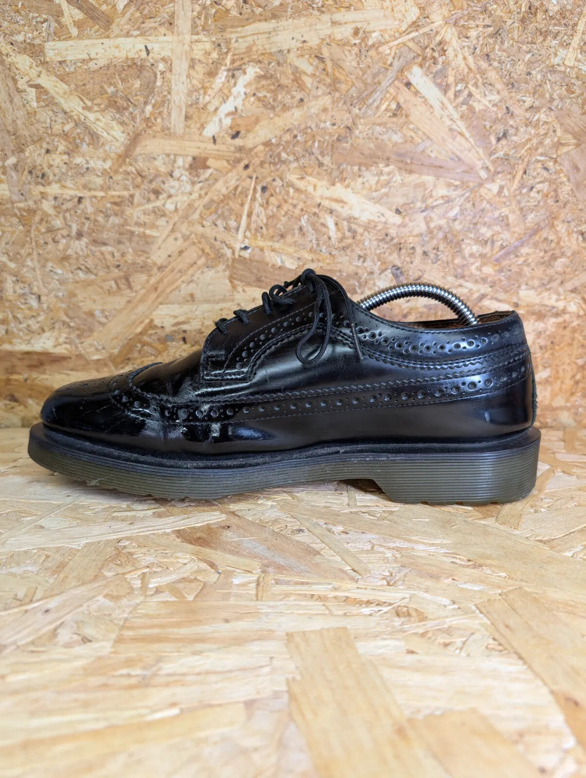 Dr Martens 3989 Brogue Oxford Shoes Mens UK8 Black Leather Wingtip Lace Up Retro