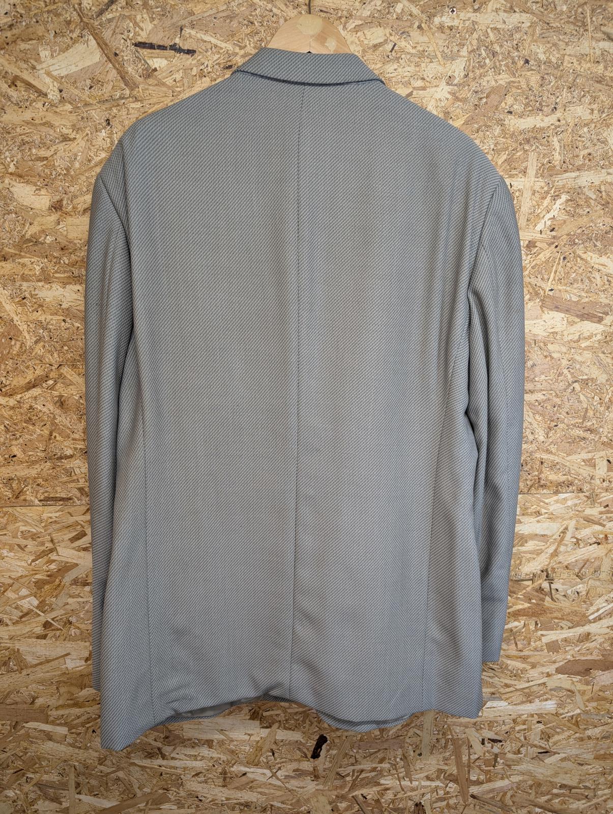 Armani Collezioni Wool Blazer 44R XL Light Blue Jacket Designer Tricot-effect