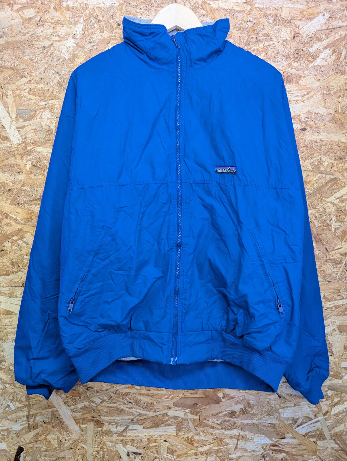 Vintage Patagonia Fleece Lined Jacket Mens Large Blue Full Zip Mock Neck 90s USA