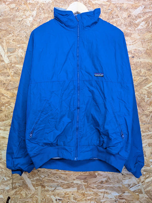 Vintage Patagonia Fleece Lined Jacket Mens Large Blue Full Zip Mock Neck 90s USA