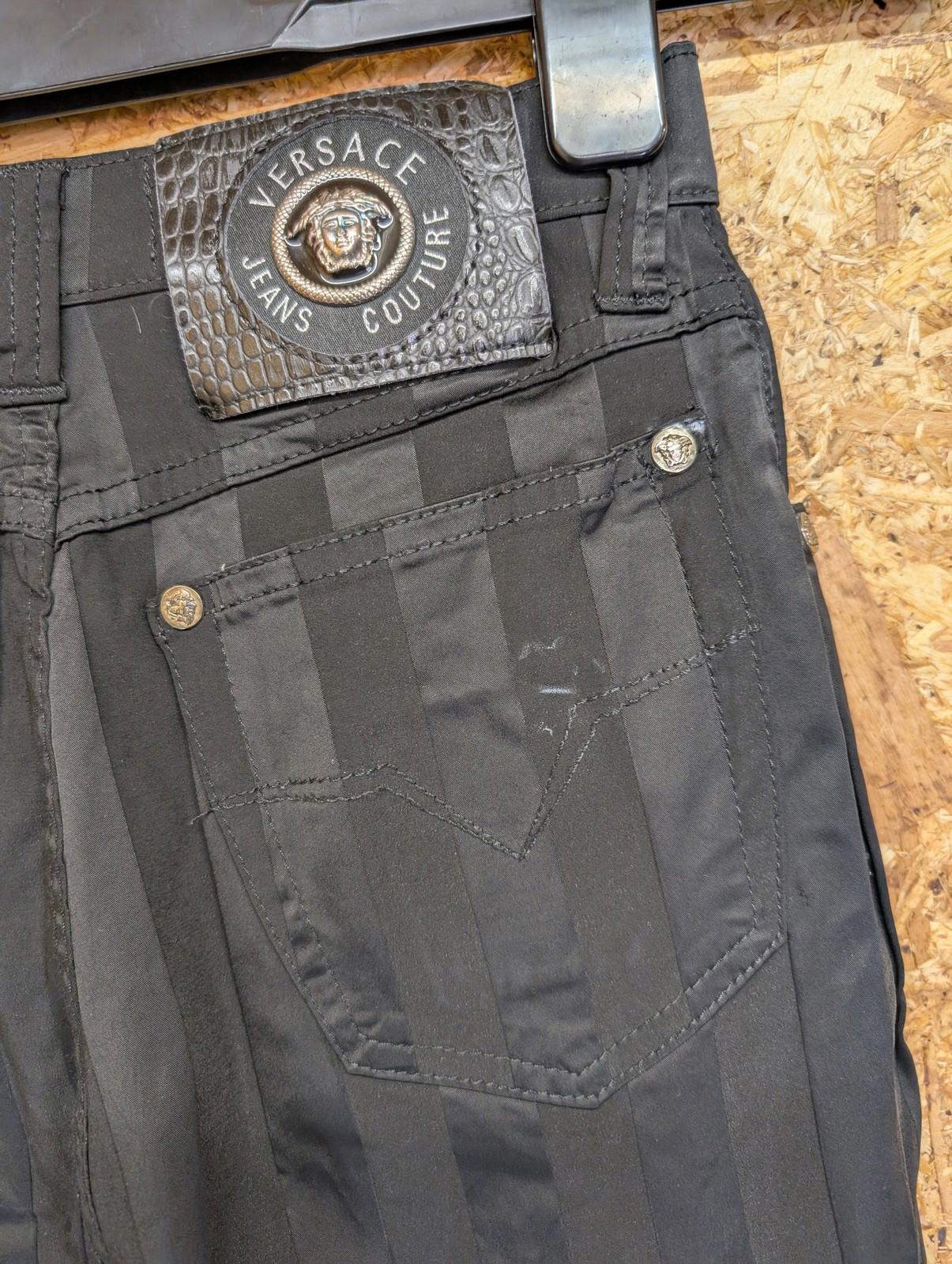 Versace Jeans Girls Age 4-5 W20 L25 Black Striped Trousers Vintage Style