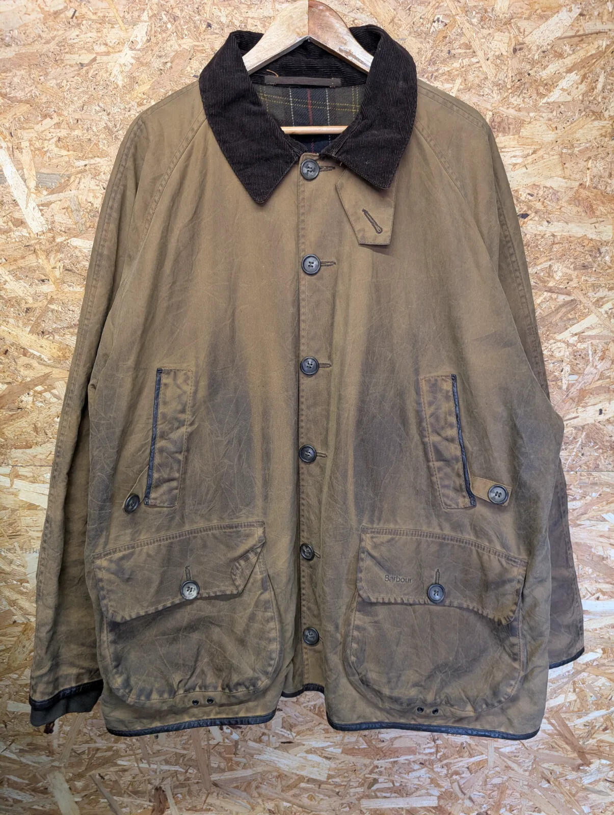 Vintage Barbour Beauchamp Wax Jacket Mens 3XL C52 Sandstone A186 Wool Lined 2000