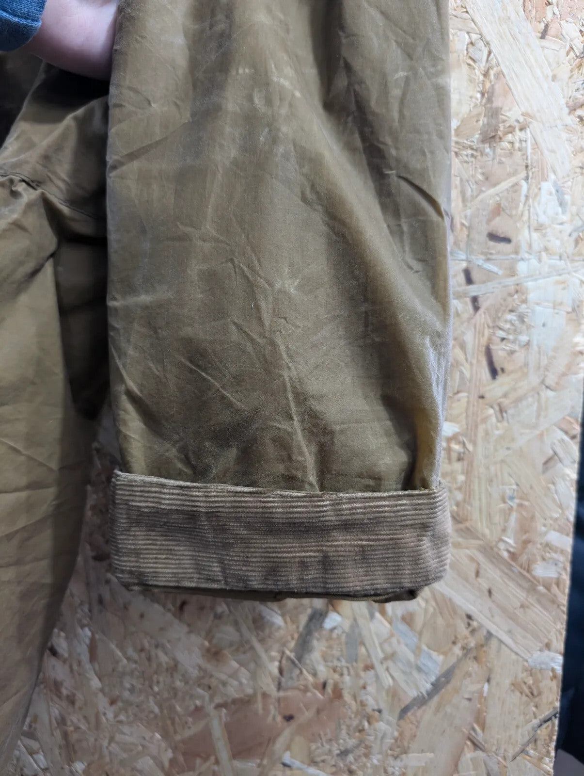 Barbour Islay Dry Wax Jacket Mens Medium Tan Brown Cotton Canvas Corduroy Collar