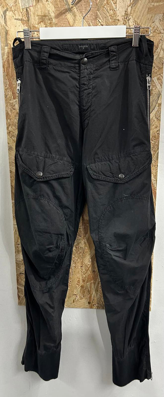 Griffin Studio Cargo Pants W30 L32 Black Trousers Baggies Cuffed Skate