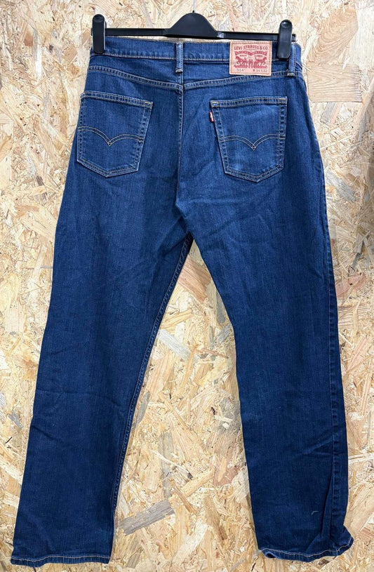 Levis 514 Blue Jeans W34 L32 Men Straight Fit Red Tab Stretch Denim Zip Fly